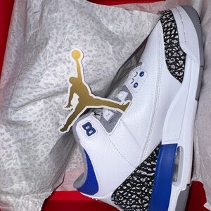 (*SOLD*) Air Jordan 5 - Kids White and Blue Sneakers